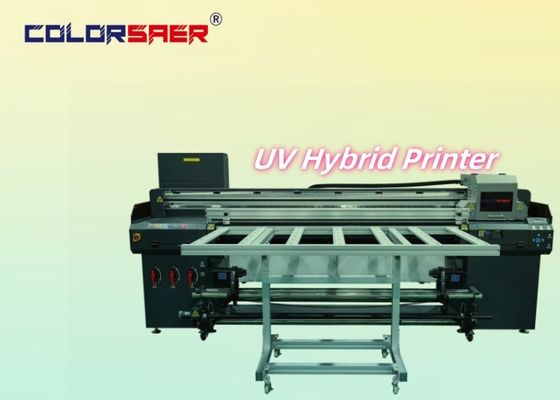 Hochproduktiver UV-Inkjet-Hybriddrucker Druckgröße 1,8 m mit Roll-to-Roll- und unregelmäßiger Form