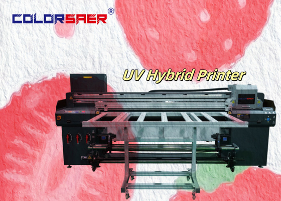 Warmverkauf 1,8 m UV-Hybrid-Drucker CMYKW Lack Künstlerischer Druck UV-Flachbett und Roll-to-Roll Drucker