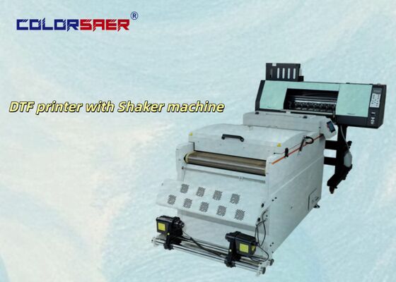 2 oder 4 Druckkopf Digitales SAER DTF-Drucker 60cm /A3 Größe PET Film Offset T-Shirt DTF Druckmaschine mit Shaker Pulvermaschine
